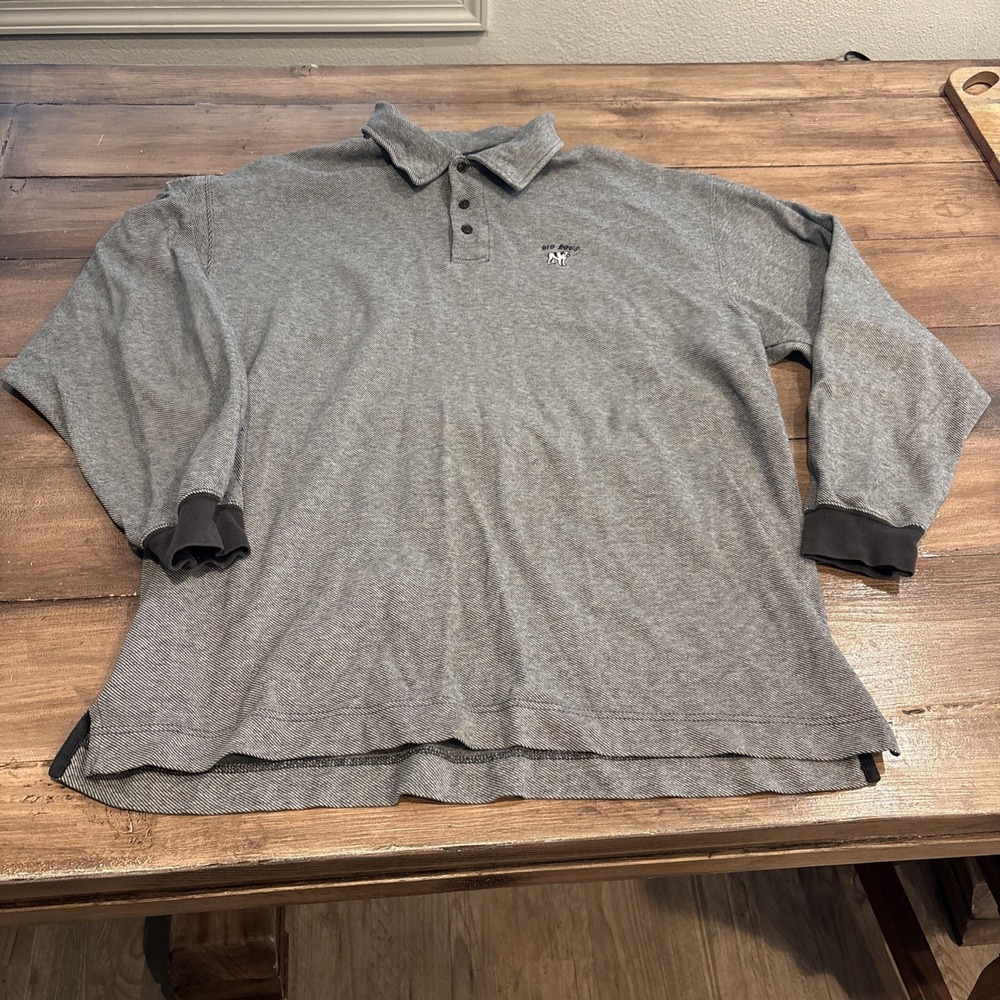 Vintage Big Dogs Long Sleeve Rugby Polo Shirt Men's‎ Size XL Grey